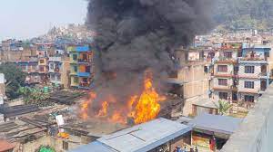 हेलिकोप्टरमा पानी लिएर घटनास्थल पुगे मन्त्री श्रेष्ठ